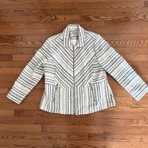 Chico’s Tweed Peplum Zip Jacket